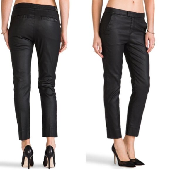 7 For All Mankind Slim Chino Faux Leather Mid Rise Pants Size  28 - Picture 1 of 10